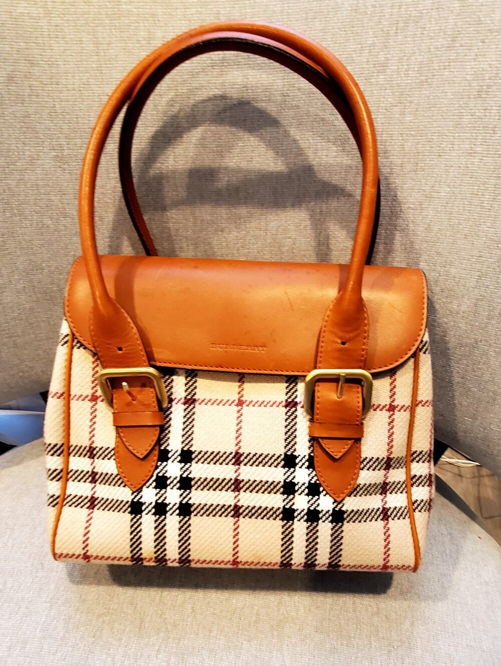 Women's Burberry Handbag with Tan Leather Trim
